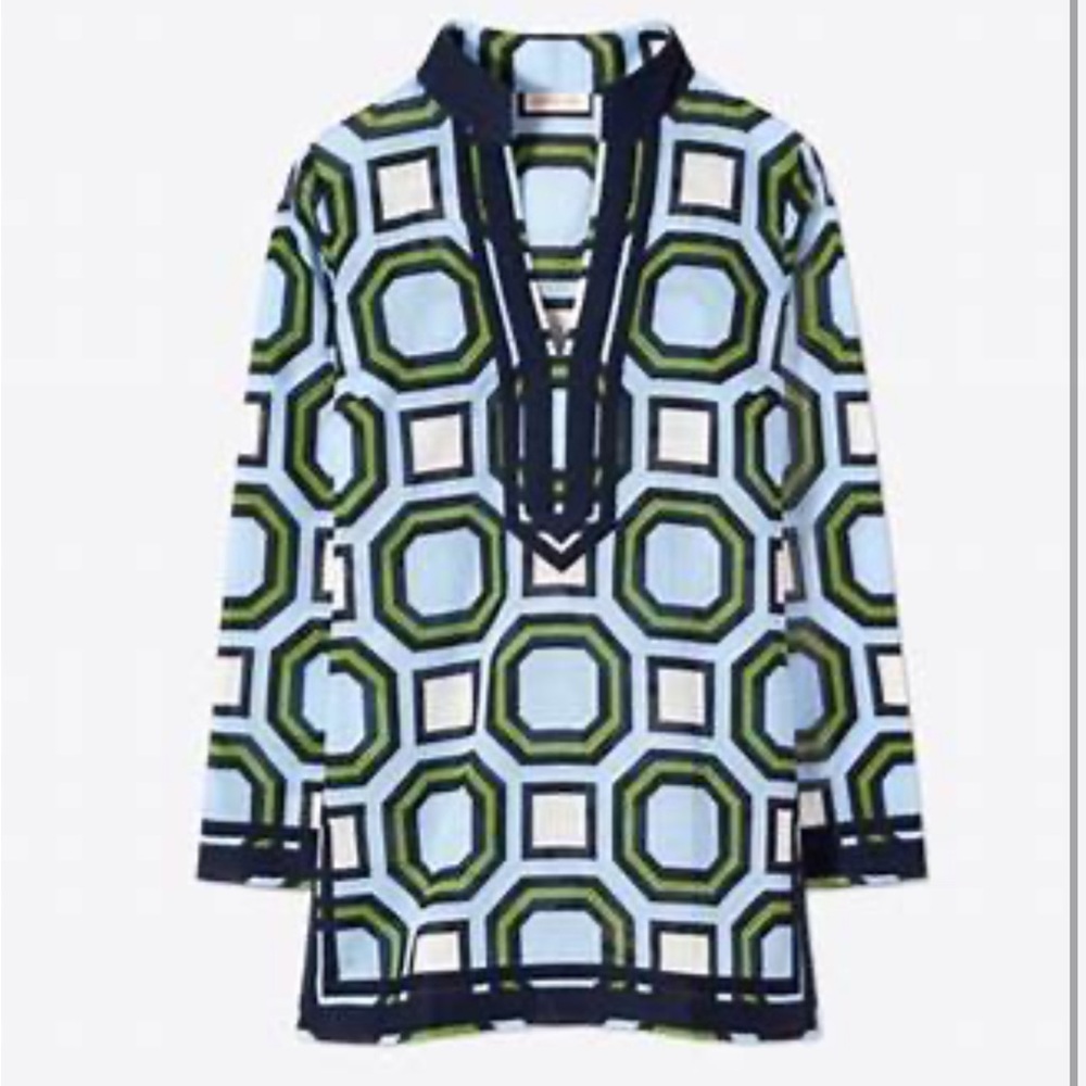 Tory Burch beach Tunic Caftan Resort Swim Cover Up david hicks octagon xS nwt